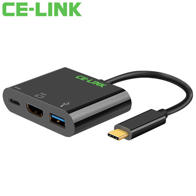 

CE-LINK Type-C адаптер USB-C к HDMI / USB3.0 Переходник адаптера адаптера адаптера адаптера mac mac расширение HUB перезаряжаемый черный 1670