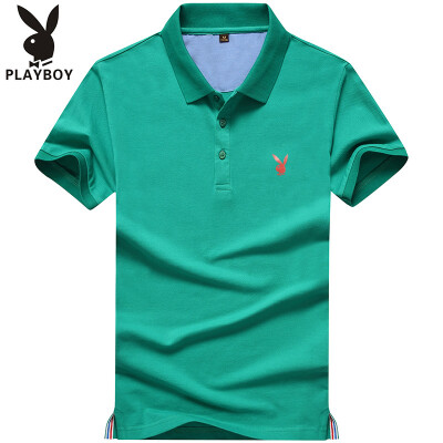 

PLAYBOY Мужская модная футболка Поло с коротким рукавом и отложным воротником, чистый цвет