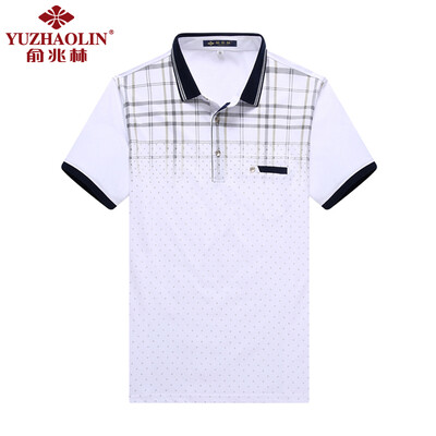 

Ю. Zhaolin полосатых футболок мужчину многоцветной печати мужской отворот случайной короткие рукава футболка YZL3206 Navy XL