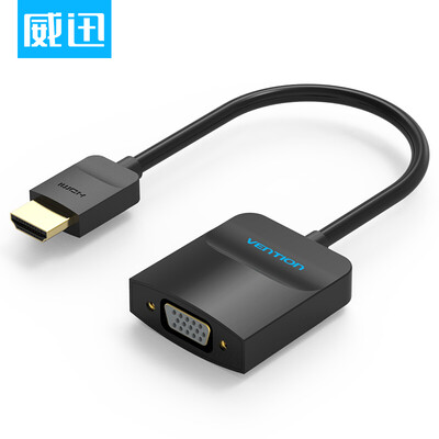 

WDC VENTION HDMI to VGA cable converter with audio HD video adapter adapter computer millet box then TV monitor projector black ACGBB