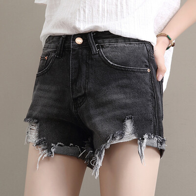 

City plus CITYPLUS art hole floral ripple loose loose thin leg tight pants cowboy shorts female CWDK174471 black 29