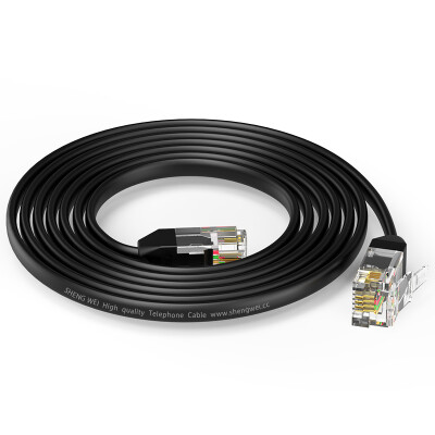 

Win shengwei telephone line 4 core fax machine landline multi-strand flat 15 m black 6P4C finished RJ11 extension cord TC-1150A