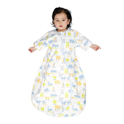 

【 】 Mi Le fish 2 integrated baby sleeping bag anti-kick was removable sleeve double sleeping bag (animal park) blue 90cm