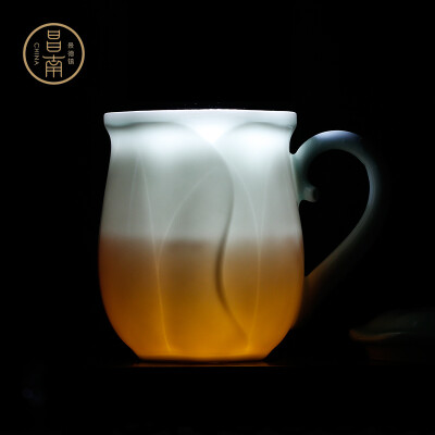 

Changnan cups ceramic cups Jingdezhen covers the office mugs small shadow green lotus leaf