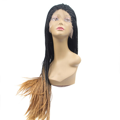 

Anogol African American Braid Twist Peruca Laco Sintetico Handmade Wig Blonde Ombre Black Roots Synthetic Lace Front Wig