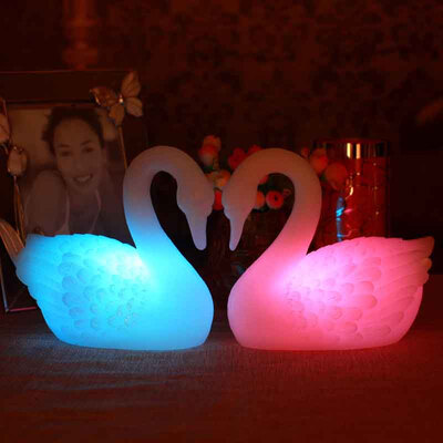 

Color Changing&flicker Swan Flameless Real Wax LED Candle lights With Timer Home Party Decoration