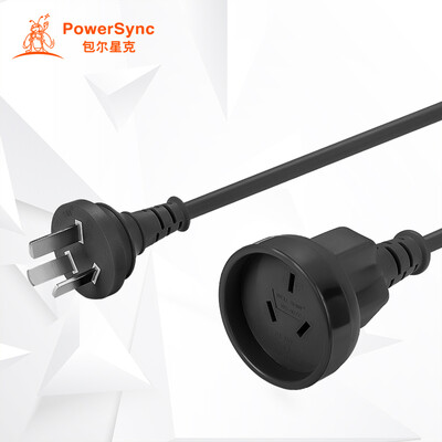 

PowerSync MPCTKH0020 home user foreign standard 3 plug male to female battery car printer rice cooker electric kettle power extension cord black 2 meters