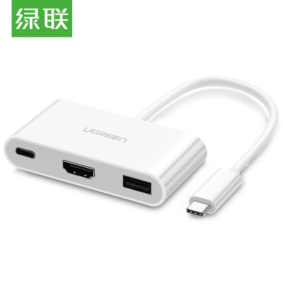 

Type-C трансфицировали преобразовательный зеленую HDMI + HUB HD Нового Apple MacBook USB-C зарядки адаптера кабеля адаптера с USB3.0 Hub разветвителем 30377