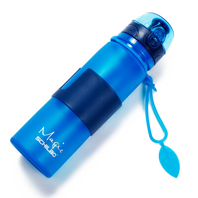 

40000 km outdoor folding cup sports kettle travel silicone telescopic cup travel portable water cup 500ml SW2402 blue