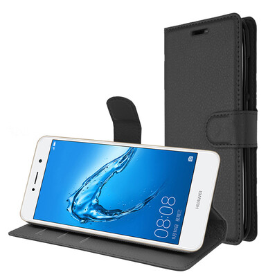 

KOOLIFE Enjoy 7plus Mobile Shell Cover HolsterFlip Leather CaseSnap-Proof Card CaseSoft Shell Applicable to Huawei Chang enjoy 7plus Cooler Series - Black