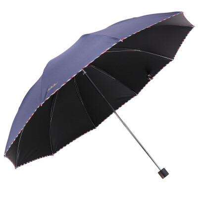 

Jingdong Supermarket Paradise umbrella UPF50 increase reinforcement Velcro strong water repellent one dry three fold business sunny umbrella umbrella deep blue 3311E vinyl