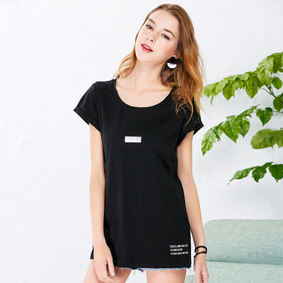 

Red bean IDF women&39s simple print fashion T-shirt women FTD7201B 90 black 165 88A