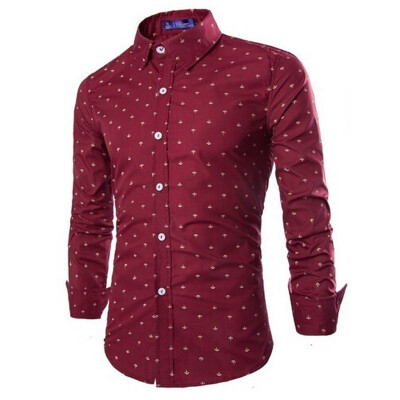 

2015 New Wild Men's Casual Long-sleeved Shirt Printing Anchor