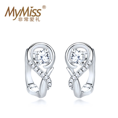 

Mymiss temperament 925 silver fungus studs Japan and South Korea fashion platinum plated zircon earrings ear jewelry