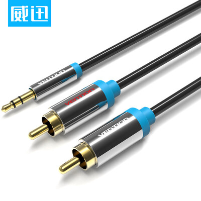 

Weining VENTION 35 one minute two audio cable 35mm turn double Lotus head 2rca audio computer speaker line AUX cable black 8 meters P550AC800-B