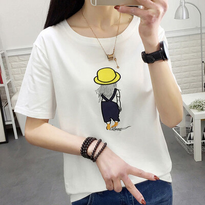

VIVAHEART Korean T-shirt embroidered pattern short-sleeved T-shirt female VWTD174233 white M