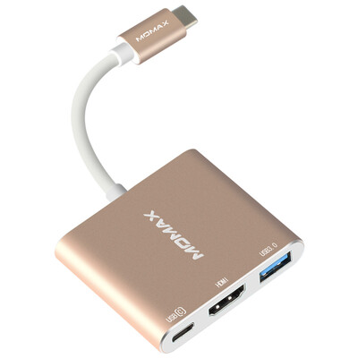 

MOMAX (MOMAX) Тип-C многопортовый конвертер конвертер USB 3.0 Apple MacBook видео кабель сетевой конвертер HDMI шампанское золото