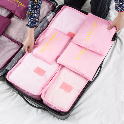 

Fatih quality waterproof travel storage bag set travel travel luggage clothing underwear finishing bag six-piece pink