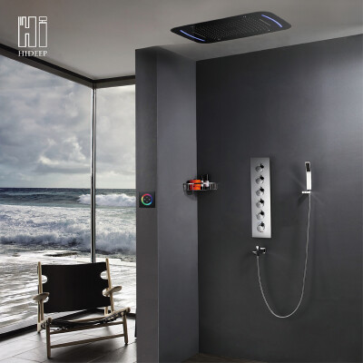 

HIDEEP Modern Thermostatic Wall Mounted Bar Shower Mixer Tap Valve Brass Body Chrome Finished