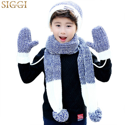 

Siggi CM88234 Children&39s Hat Scarf Gloves Three-piece Set of Korean Tide Cute Warm Knit Hooded Hat Boys Girls Kit Navy Cue 21CM