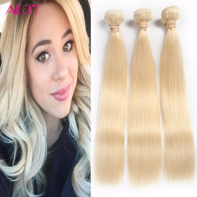 

Alot 7A Brazilian Virgin Hair 3Pcs Straight 613 Blonde Brazilian Hair 10"-24" platinum blonde virgin hair Unprocessed Virgin Hair