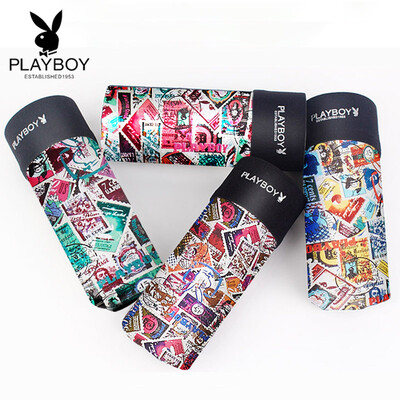 

Playboy Mens Underwear Ice Silk Summer Mens Boxer Mid-rise Bottom Corner Shorts Head 4 Pack 5595 Mixed Color