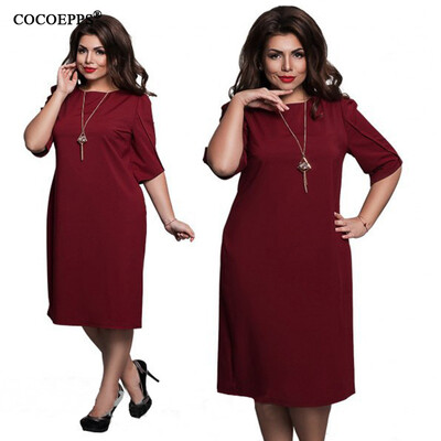 

COCOEPPS fashionable loose women dresses big sizes NEW 2017 plus size women clothing half sleeve vestidos casual o-neck dress