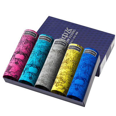 

Snow flying 5 loaded ice silk pants mens underwear mens boxers breathable soft stretch fashion printed square shorts XZF1035 XXL 180