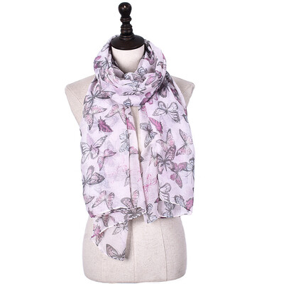

2017 New Fashion Summer Beach Scarves Cartoon Cute Butterfly Women Thin ventilate Silk Scarf Cappa Sun Block Voile Shawl Girl Gift