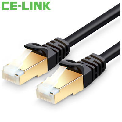 

CE-LINK 1527 CAT7 cable 10 m pure copper gold plated seven types of double shielded high speed SSTP network jumper with copper shell network computer router network cable black