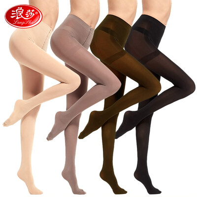 

[Jingdong supermarket] Langsha stockings female spring and autumn through velvet pantyhose high elastic shells sexy bottom socks four pairs of skinned gray two