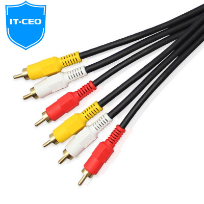 

IT-CEO V083R AV audio and video cable three pairs of three lotus head line 3RCA to 3RCA male to public AV adapter line red and white TV set-top box line 2 meters black