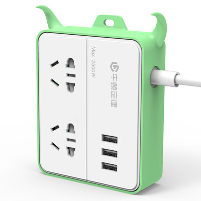 

Newton law NTT-2A3U 3C certification new national standard smart USB socket plug board plug wiring board 2 1 m mini office travel charge socket creative horns row green