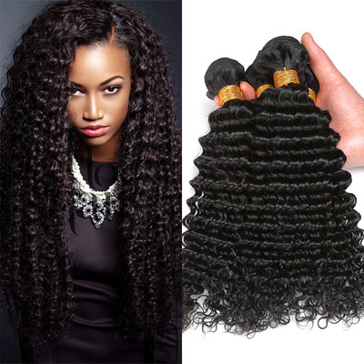 

Bling Hair Brazilian Virgin Hair Deep Wave 4 Bundles 7A Grade 100% Unprocessed Human Hair Weave