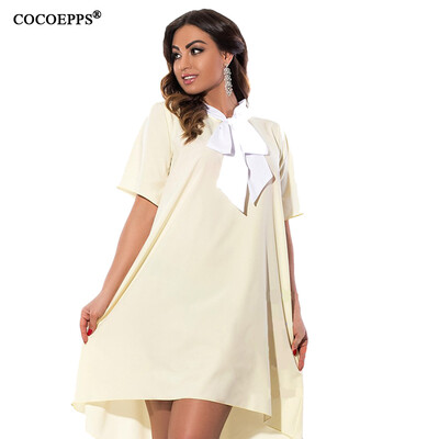 

COCOEPPS 2017 Summer Fashion Women  6XL Plus Size Dress With Tie Irregular Dress Big Size Casual Loose Dresses Clothing 4 Color