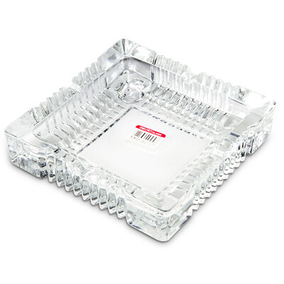 

Deli) 9580 office home large glass square ashtray 180 * 180mm coffee table Decoration