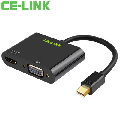 

CE-LINK Mini DP to VGA HDMI Combo Converter Lightning Interface Apple Mini Mini Displayport Adapter Support 4K 2K Black 1517