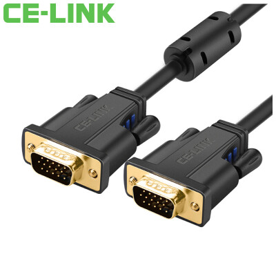 

CE-LINK VGA cable (3 + 6) 2 m with magnetic ring shielded HD video cable computer connected projector display HD video cable black A1860