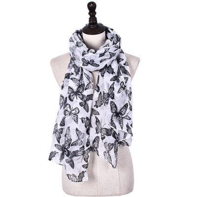 

2017 New Fashion Summer Beach Scarves Cartoon Cute Butterfly Women Thin ventilate Silk Scarf Cappa Sun Block Voile Shawl Girl Gift
