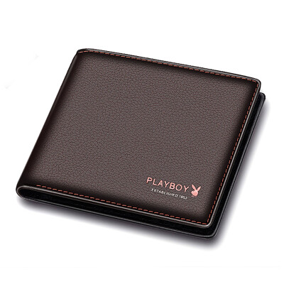

Playboy playboy men&39s wallet short section first layer of leather crossed card kits multi-function multi-card bit leisure wallet PAA5983-6C brown