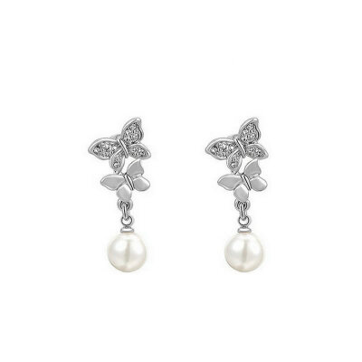 

Yoursfs@ imitation pearl Earring for Women Butterfly Stud Earrings Girl Female Jewelry