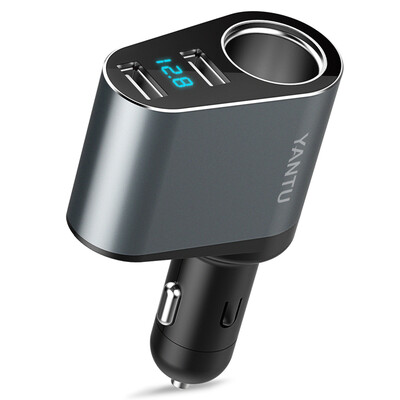 

Along the way (YANTU) car charger car charger cigarette lighter one drag two 3.1A dual USB voltage detection LED gray A92