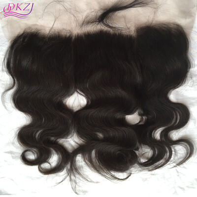 

QDKZJ 13X4 Peruvian Body Wave Lace Frontal Virgin Human Hair Lace Frontal Closure With Baby Hair Bleached Free Middle 3Part