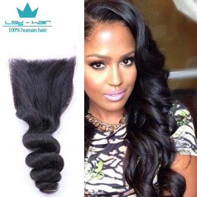 

8A Brazilian Loose Wave Closure 4*4 Middle/Free/3 Part Lace Closure Noble Hair Brazilian Virgin Hair Lace Closure