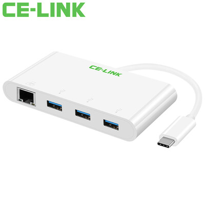 

CE-LINK Type-C to HDMI Gigabit Ethernet USB30HUB USB-C Apple Computer Converter Data Transfer Mac Connection Projection Display Black 3976