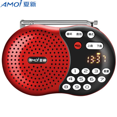 

Amoi x400 Card Speaker Portable Elderly Radio Square Dancing Sound Outdoors Outdoor mp3 Music Player Red