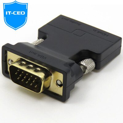 

IT-CEO hdmi to vga converter HD видеоадаптер с 3,5-миллиметровым аудиокабелем для подключения ноутбука Телевизионная проекционная линия черного Y2HDMI-VGA