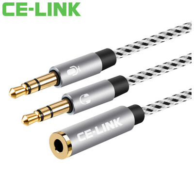 

CE-LINK 2432 Audio cable One minute extension cable 0.2M 3.5 Stereo audio cable Headset Splitter Mobile phone Flat audio cable Rose gold