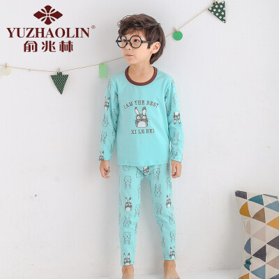 

Yu Zhaolin children&39s underwear Lycra cotton pajamas autumn clothes autumn pants suit YL16T1390 blue tavern 130 yards