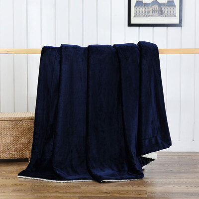 

Sherpa Throw Luxury Blanket Navy Blue Size 150x200 Reversible Fuzzy Microfiber All Season Blanket for Bed or Couch by Bedsure